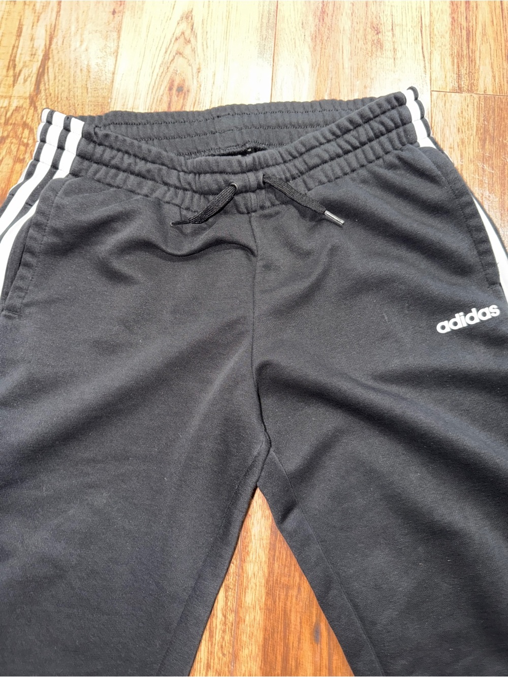 adidas Black Joggers with White Three-Stripes